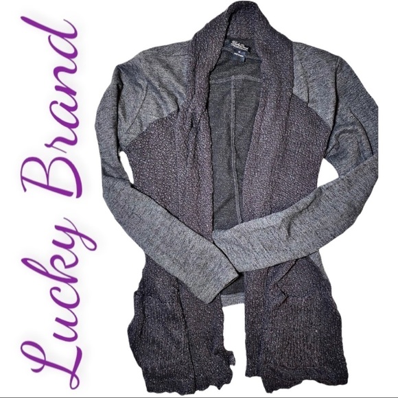 LUCKY BRAND Open Waterfall Crochet Knit Cardigan, Size Medium - Picture 5 of 8